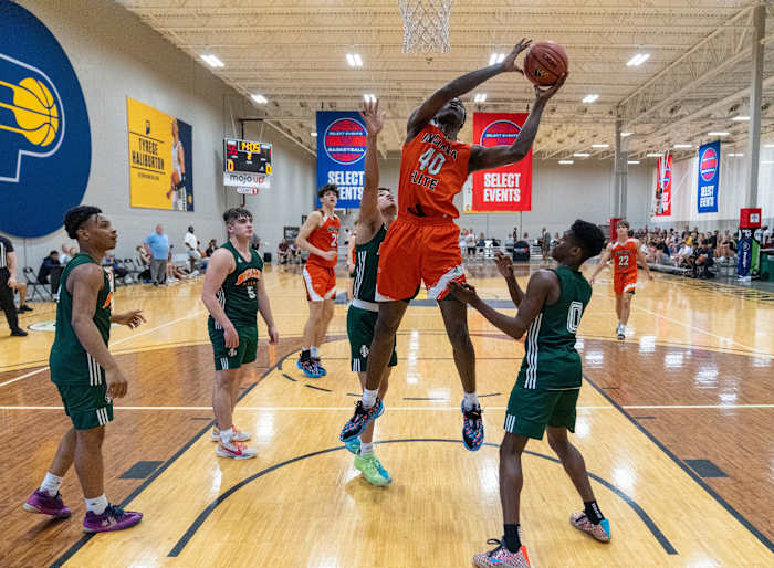 Kokomo High School s Flory Bidunga, in action in Westfield, Saturday, May 14, 2022, at the AAU basketball Adidas May Classic.